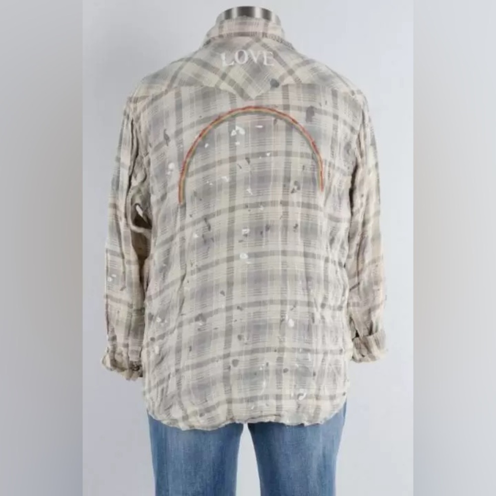 Magnolia Pearl Kelly Rainbow Love Plaid Shirt OS